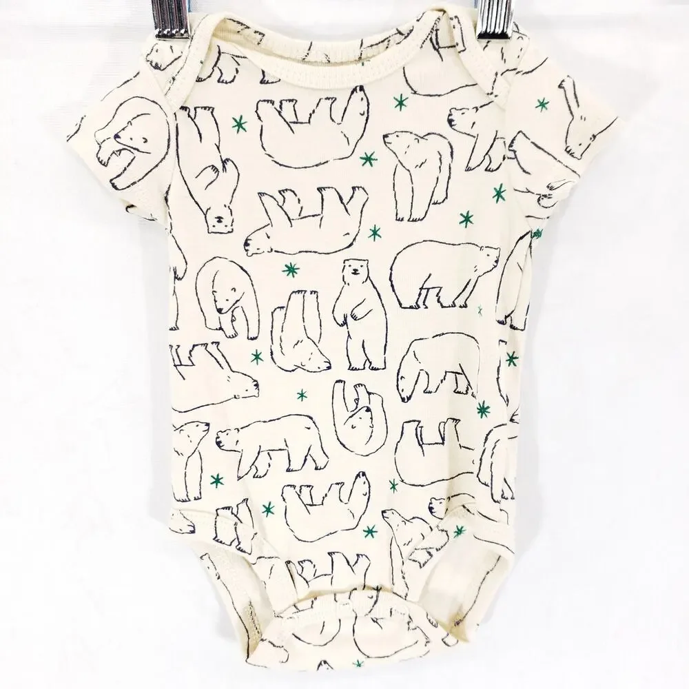 Carters Shirt Pants Two Piece Set Baby‎ Newborn Cream Blue Polar Bear Comfort